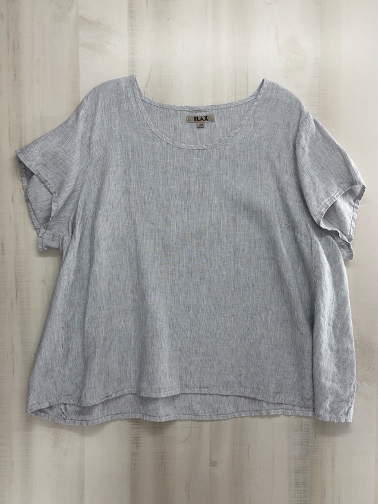 Flax Tops - FLAX lagenlook linen striped tunic blouse shirt 2G 22 24
